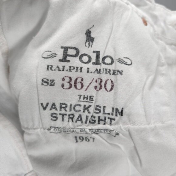 NWT POLO RALPH‎ LAUREN THE VARICK SLIM STRAIGHT Core Replen White Jeans 36X30 - Picture 13 of 16